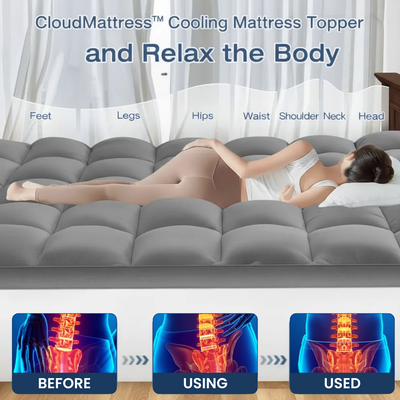 CloudMattress™ Bamboo Cooling Mattress Topper for Back & Hip Relief